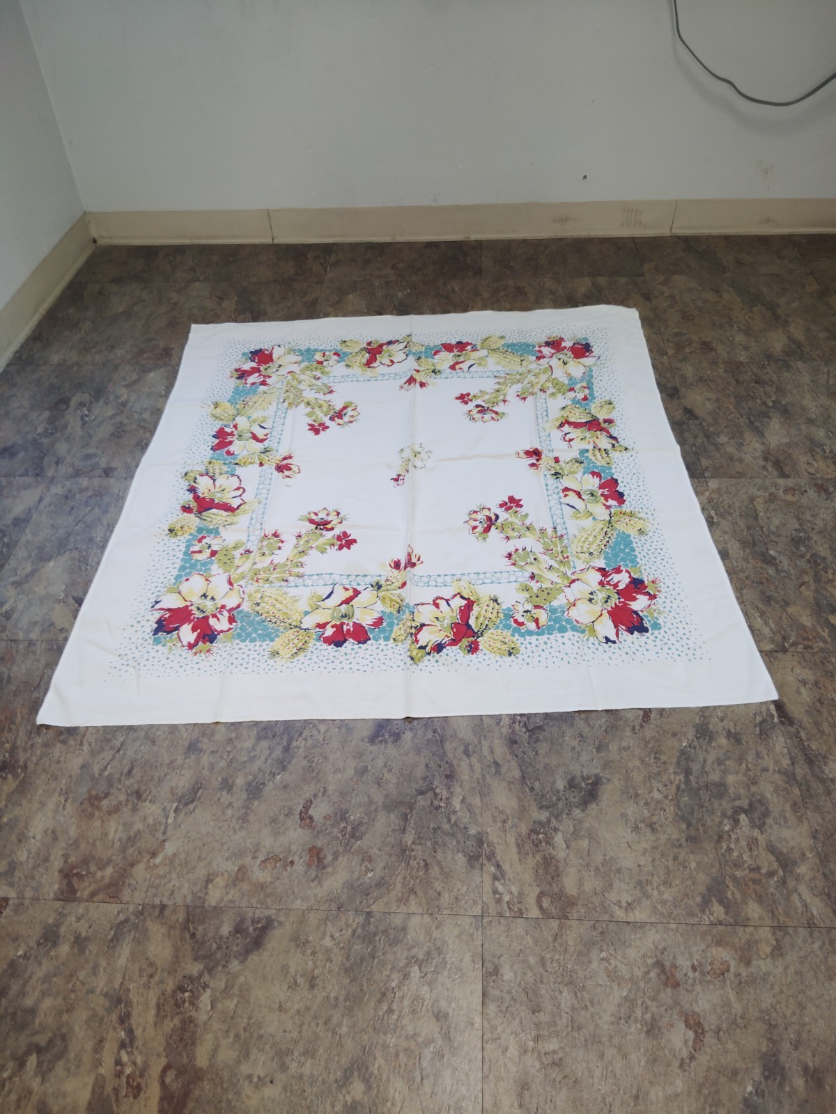 Vintage Flower Tablecloth 52X45
