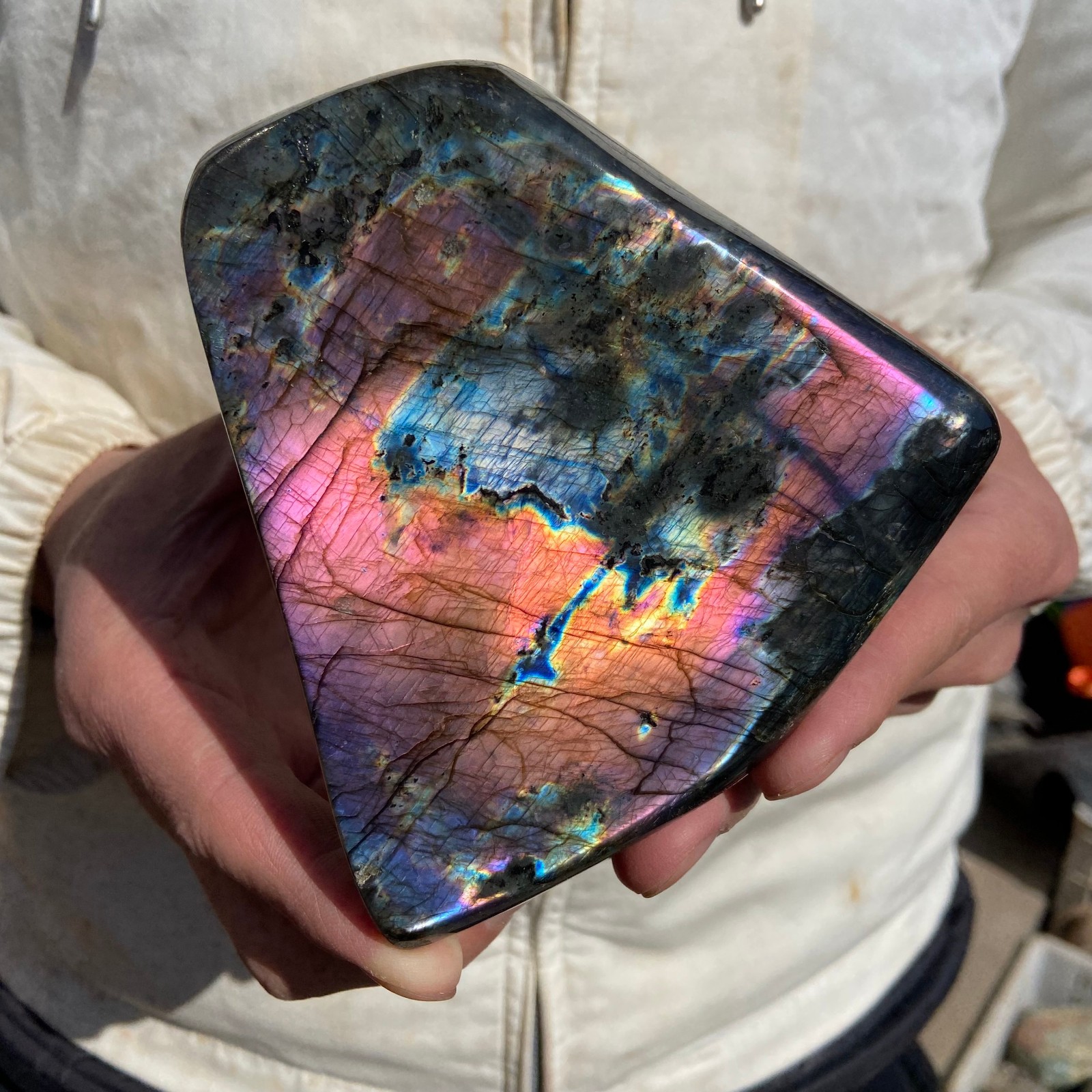 2.4lb Natural colourful Gorgeous Labradorite Quartz Crystal Specimen Healing