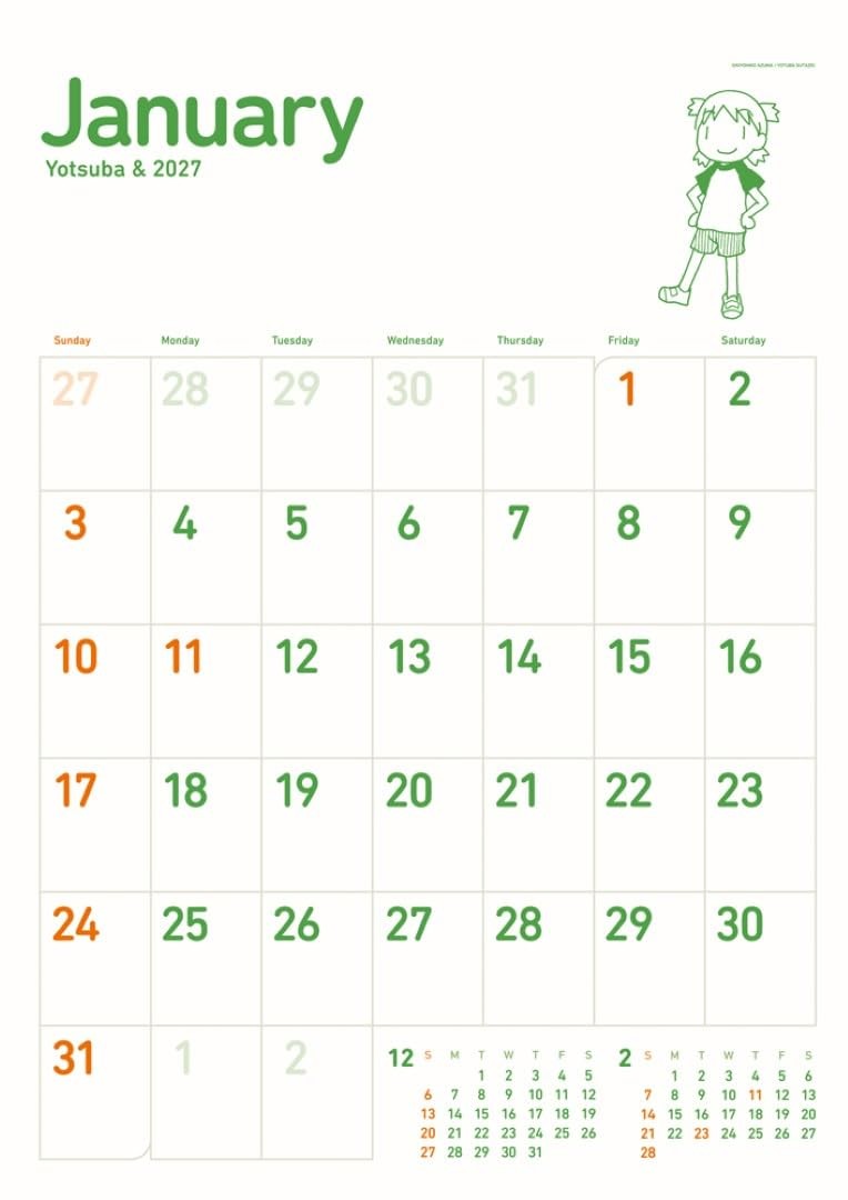 Yotsuba& 2027 Wall Calendar Japan A2 Kiyohiko Azuma CL27-0090