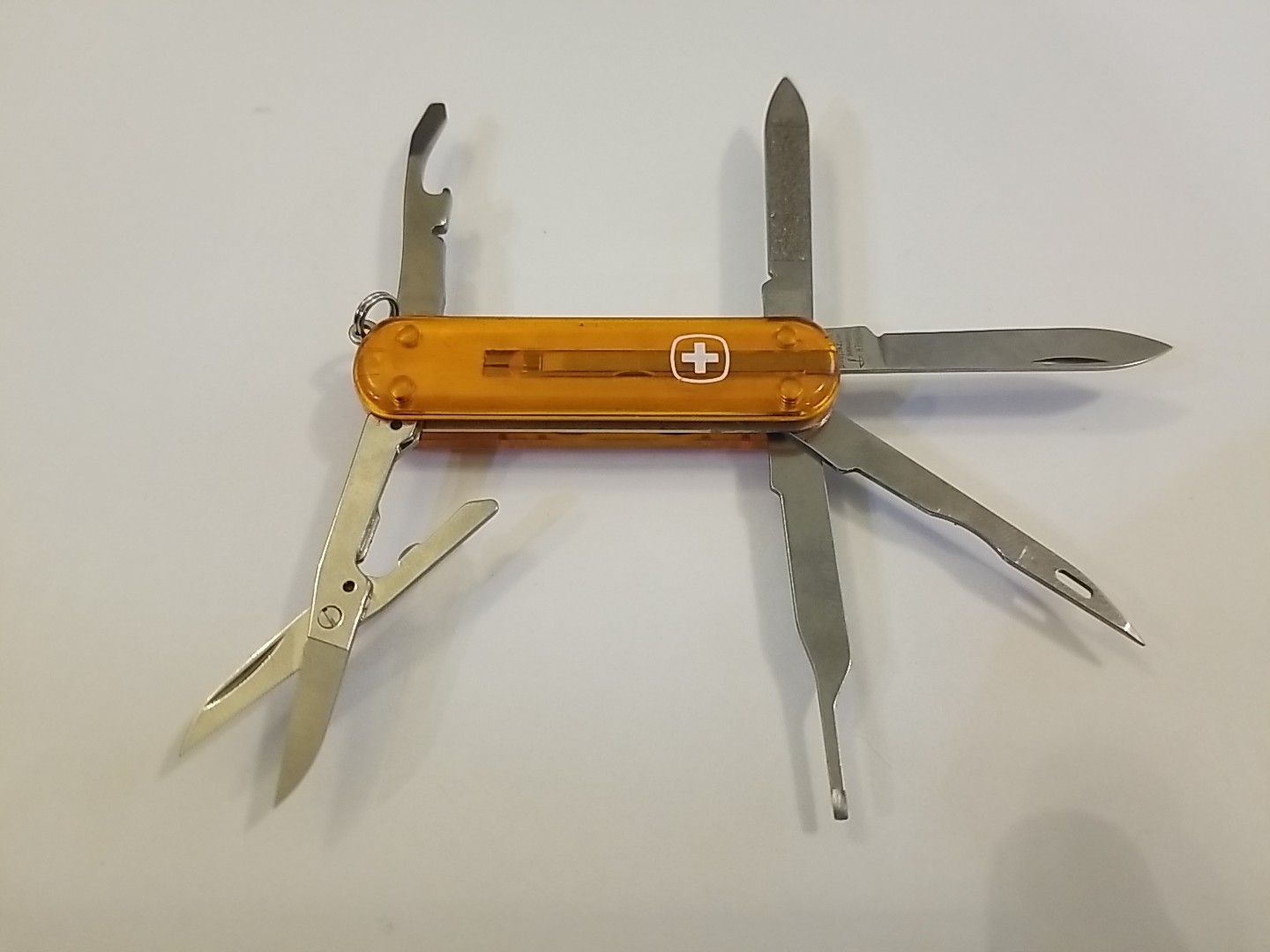 Wenger Pocket Tool Chest Swiss Army Knife 65mm Scissors Translucent Orange Light