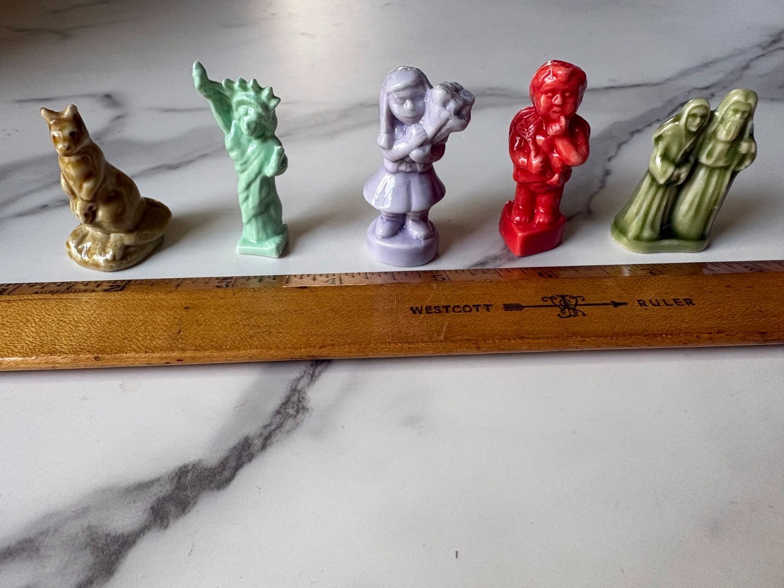 Vintage Wade Whimsies Miniature Ceramic Figurines Lot of 5 Red Rose Tea