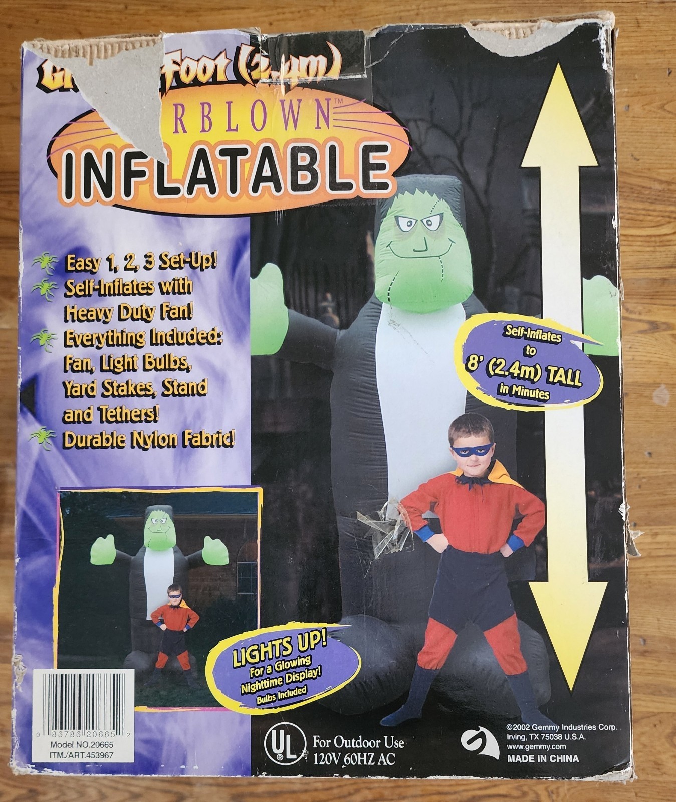 Gemmy 2002 Airblown Inflatable Halloween Frankenstein Monster 8 Ft Tall Works