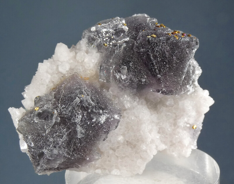 FLUORITE ON QUARTZ WITH CHALCOPYRITE - Pohla, Saxony, Germany