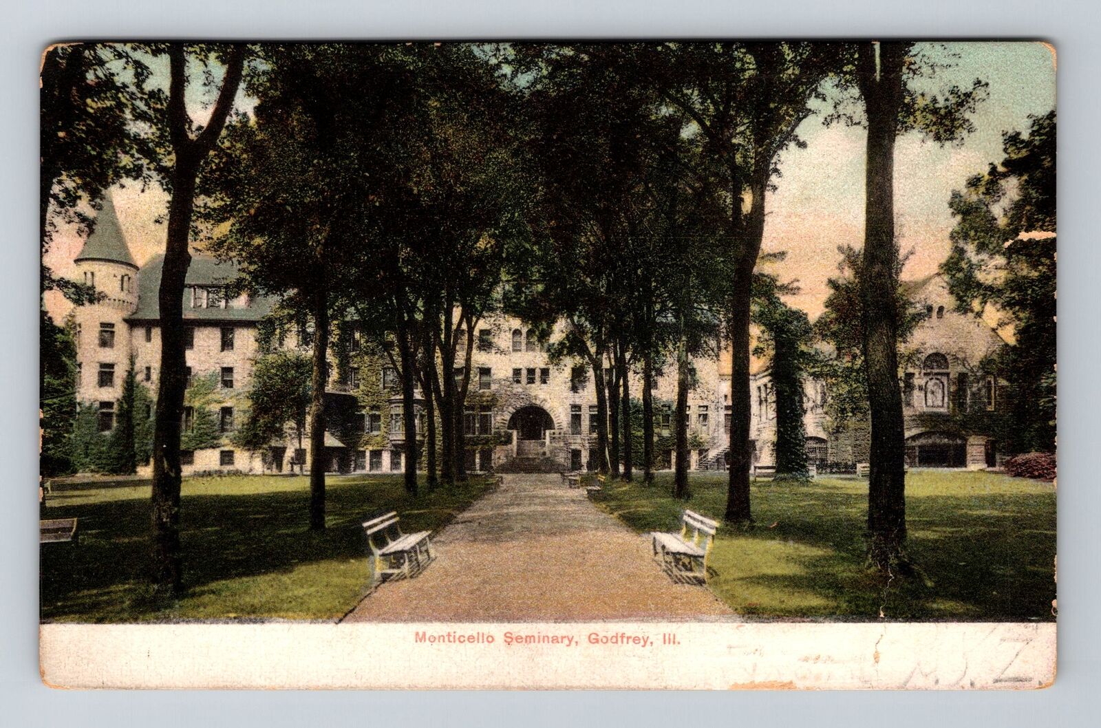 Godfrey IL-Illinois, Monticello Seminary, c1907 Vintage Souvenir Postcard