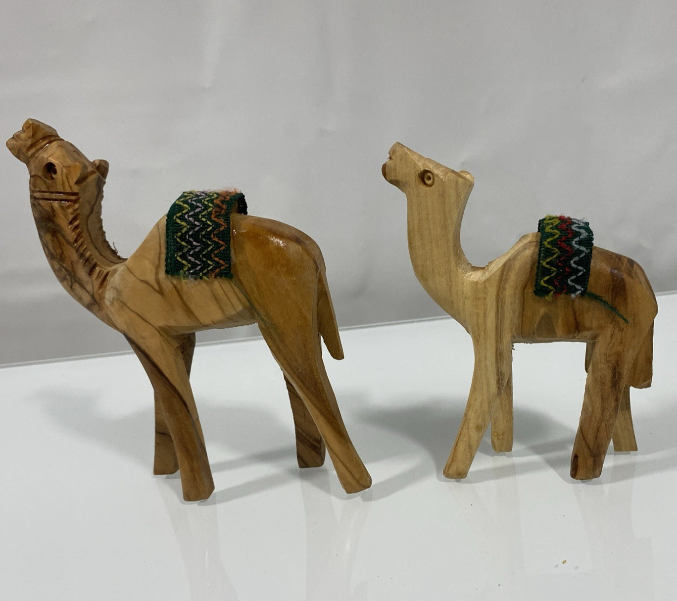 Hand Carved Olive Wood Camel Figurines Set of 2 – Holy Land Handmade Decor