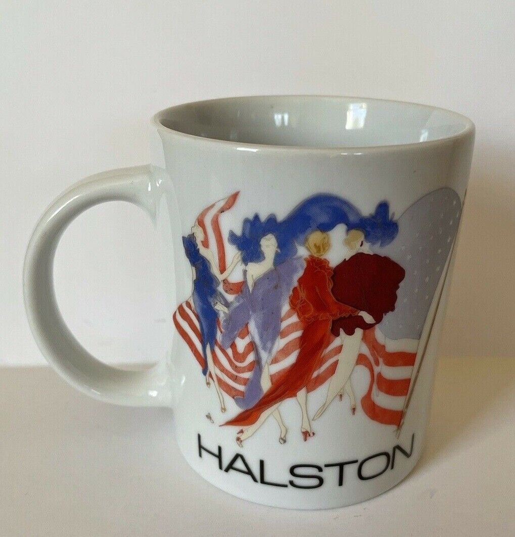  Fashion Designer Halston Patriotic Cup Model Flag USA Red White Blue Vtg 1970\'s