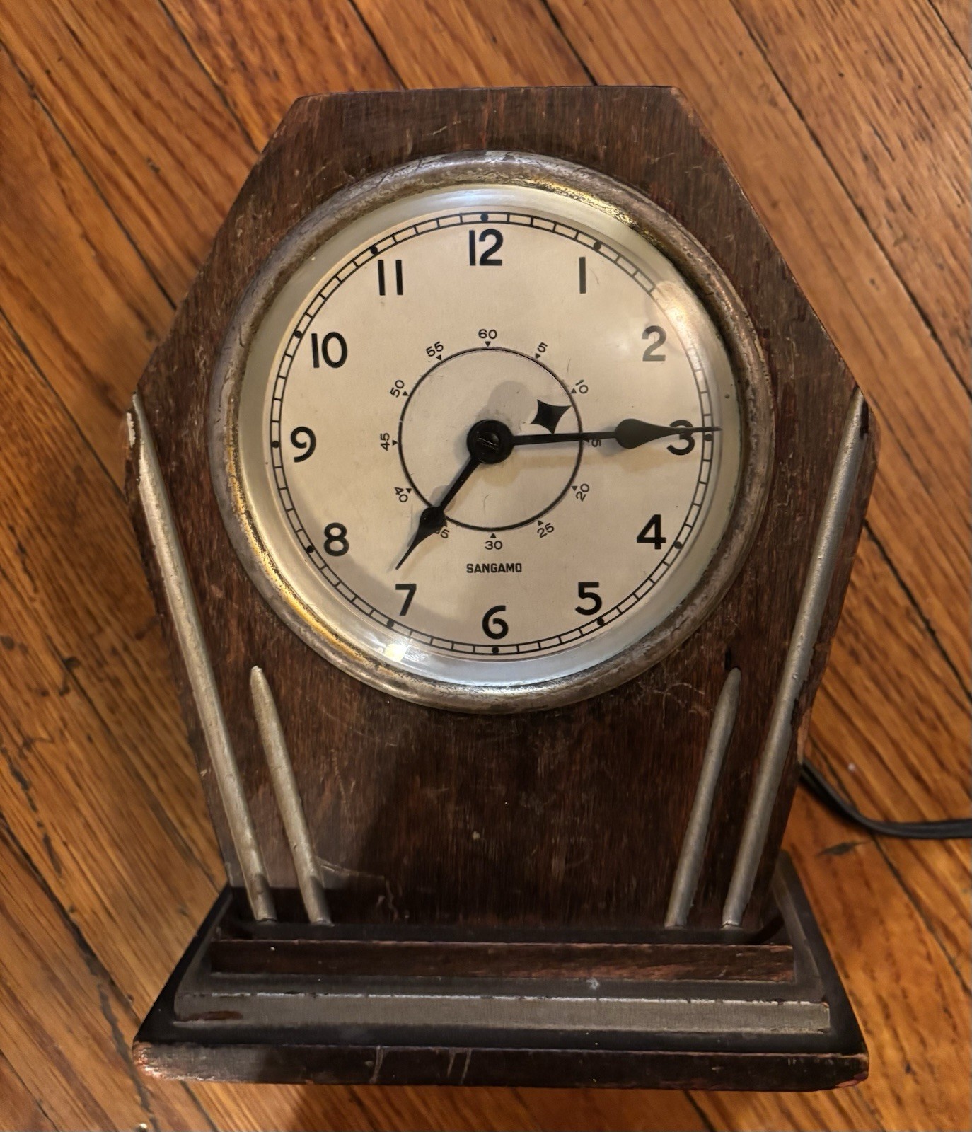 Antique 1930s DECO Hamilton Sangamo Synchronus Electric Wooden Desk Mantel Clock