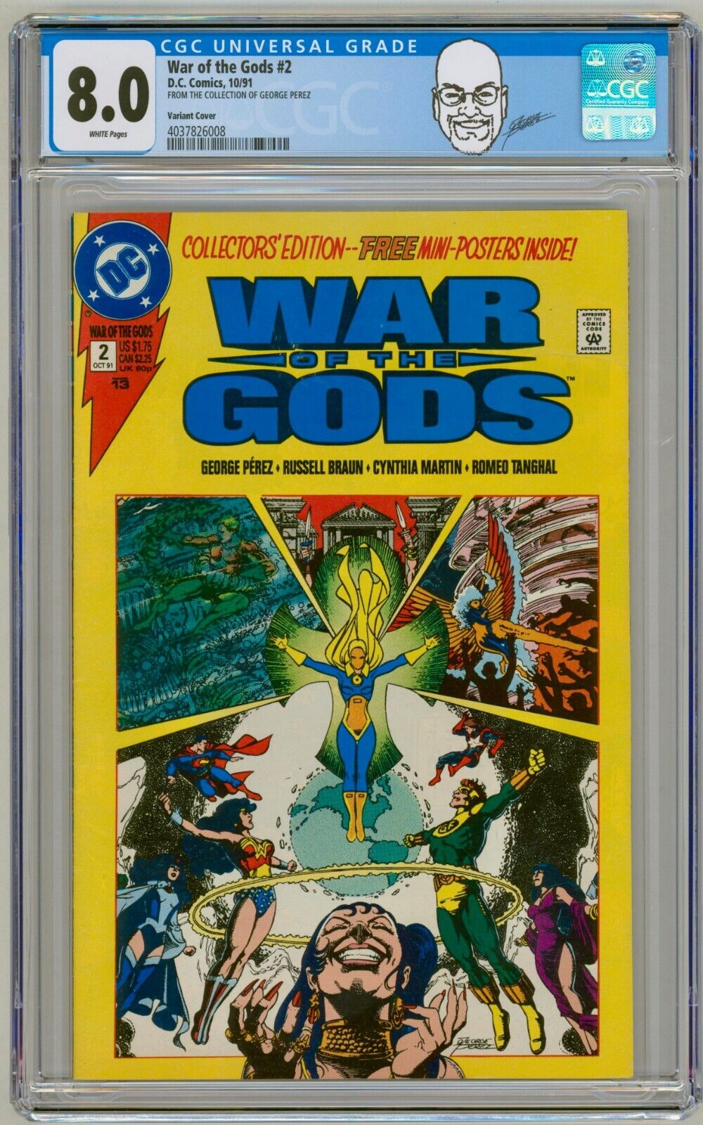 George Perez Pedigree Copy CGC 8.0 War of the Gods #2 Variant Cover Art Dr. Fate