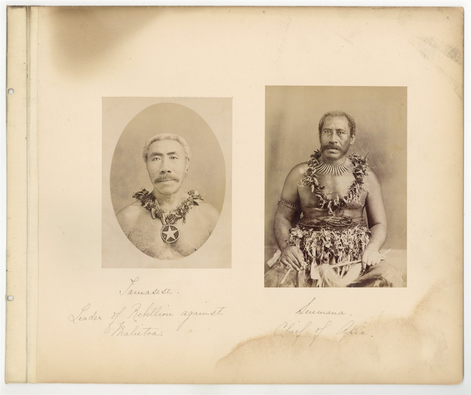 Samoa 1890 Chief Tupua Tamasese, Titimaea Mata\'afa Iosefo Tattersall John Davis