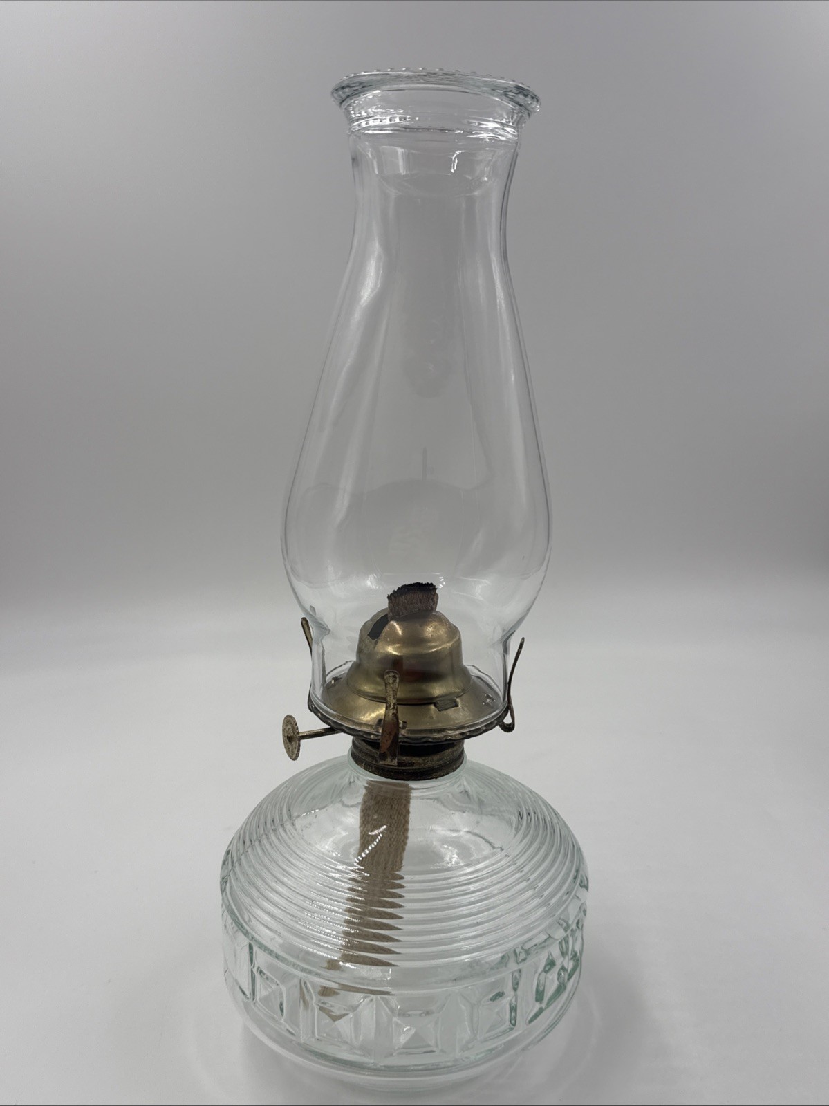 Vintage  Clear Glass Oil Lamp With Wick and Dome Outdoor Lights Fire Night