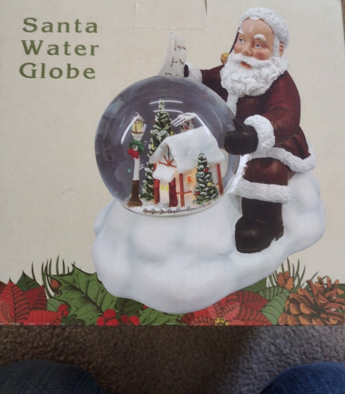 VTG Cracker Barrel Santa Water Globe LED Light Up Christmas Battery Operated NOS
