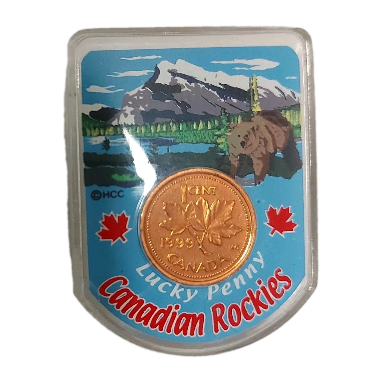 Vintage Canadian Rockies Lucky Penny Fridge Magnet & Paperclip Souvenir Banff Ab