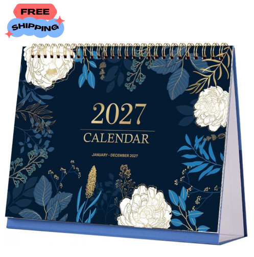 2027 Desk Calendar - Standing Flip Desktop Calendar 2027, 9.8