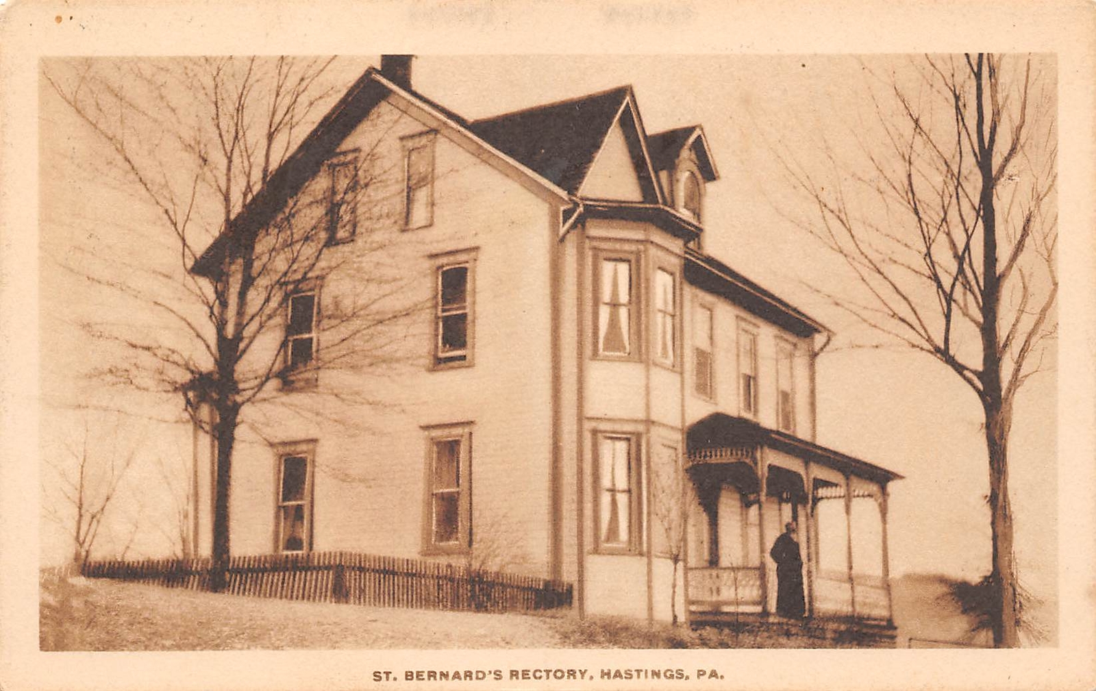 Hastings Pennsylvania St. Bernard's Rectory, Sepia Tone Lithograph PC U14121