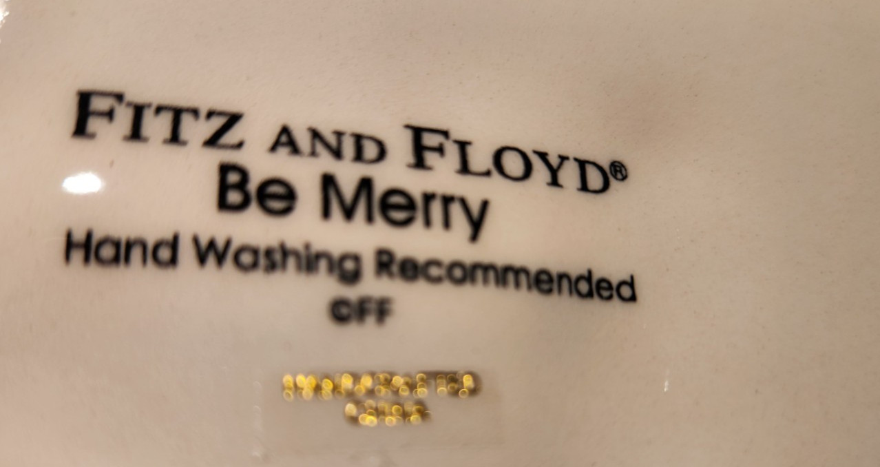2012 Fitz and Floyd Be Merry Be Joyful Santa Sentiment CeramicChristmas Tray
