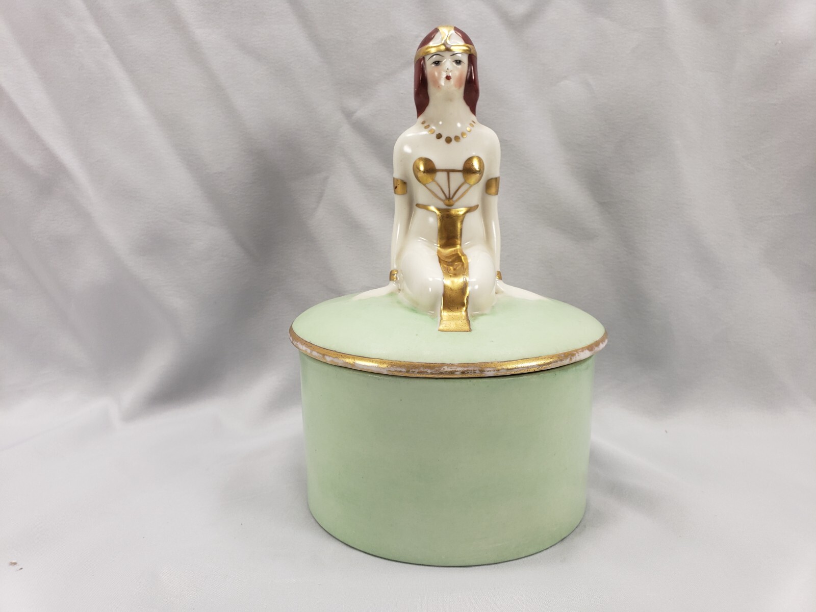 RARE FULPER 1925 EGYPTIAN REVIVAL FIGURAL POWDER / TRINKET BOX