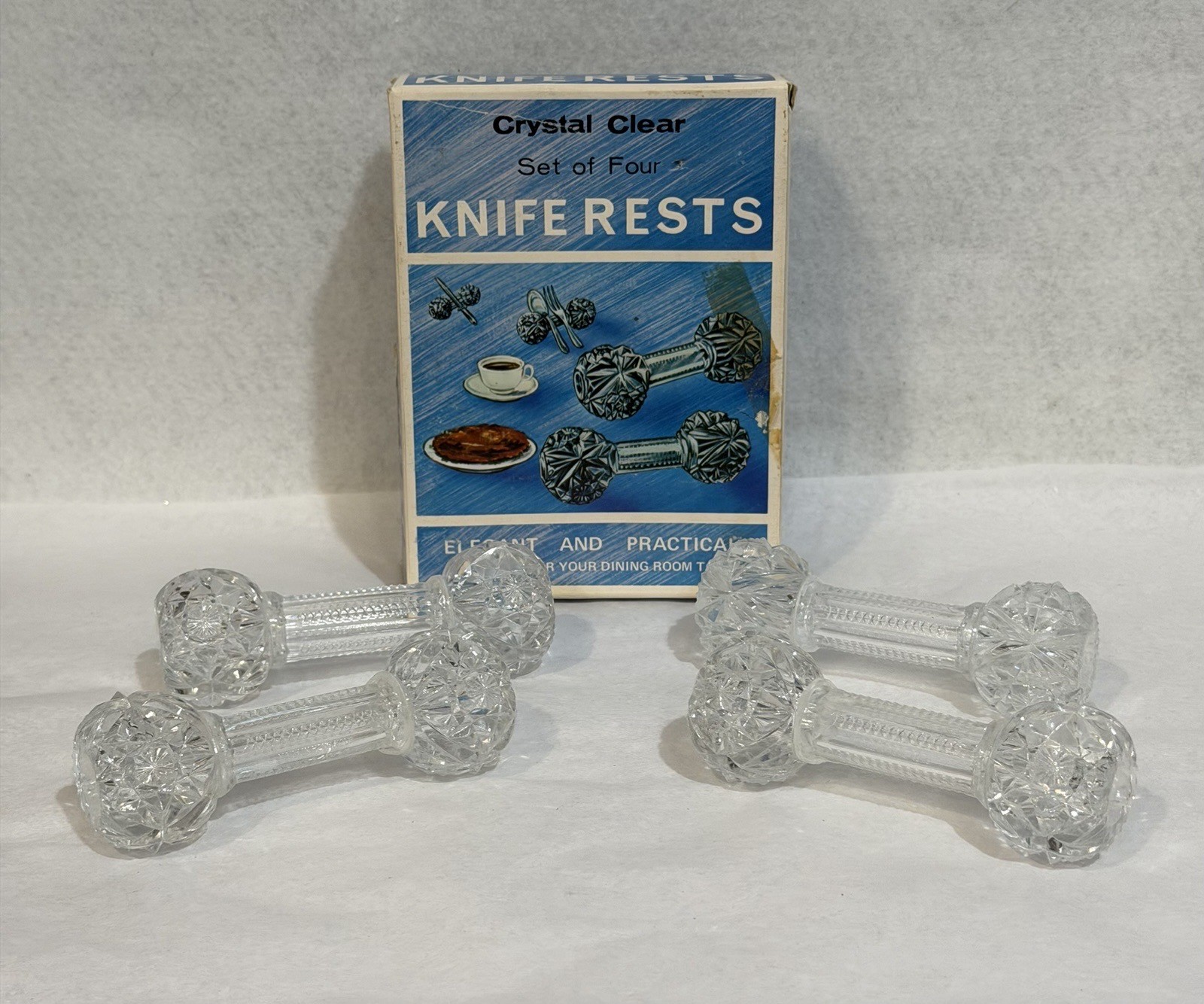 4 VTG Chadwick Miller Knife Rests Utensils Diamond Shaped Ends 4” Clear Plastic 4 VTG Chadwick Miller Knife Rests Utensils Diamond Shaped Ends 4” Clear Plastic