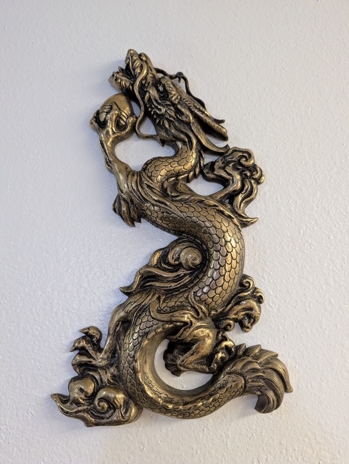 Vintage Japanized Style Dragon wall Hanging, Brass, Made In Japan Vintage Japanized Style Dragon wall Hanging, Brass, Made In Japan
