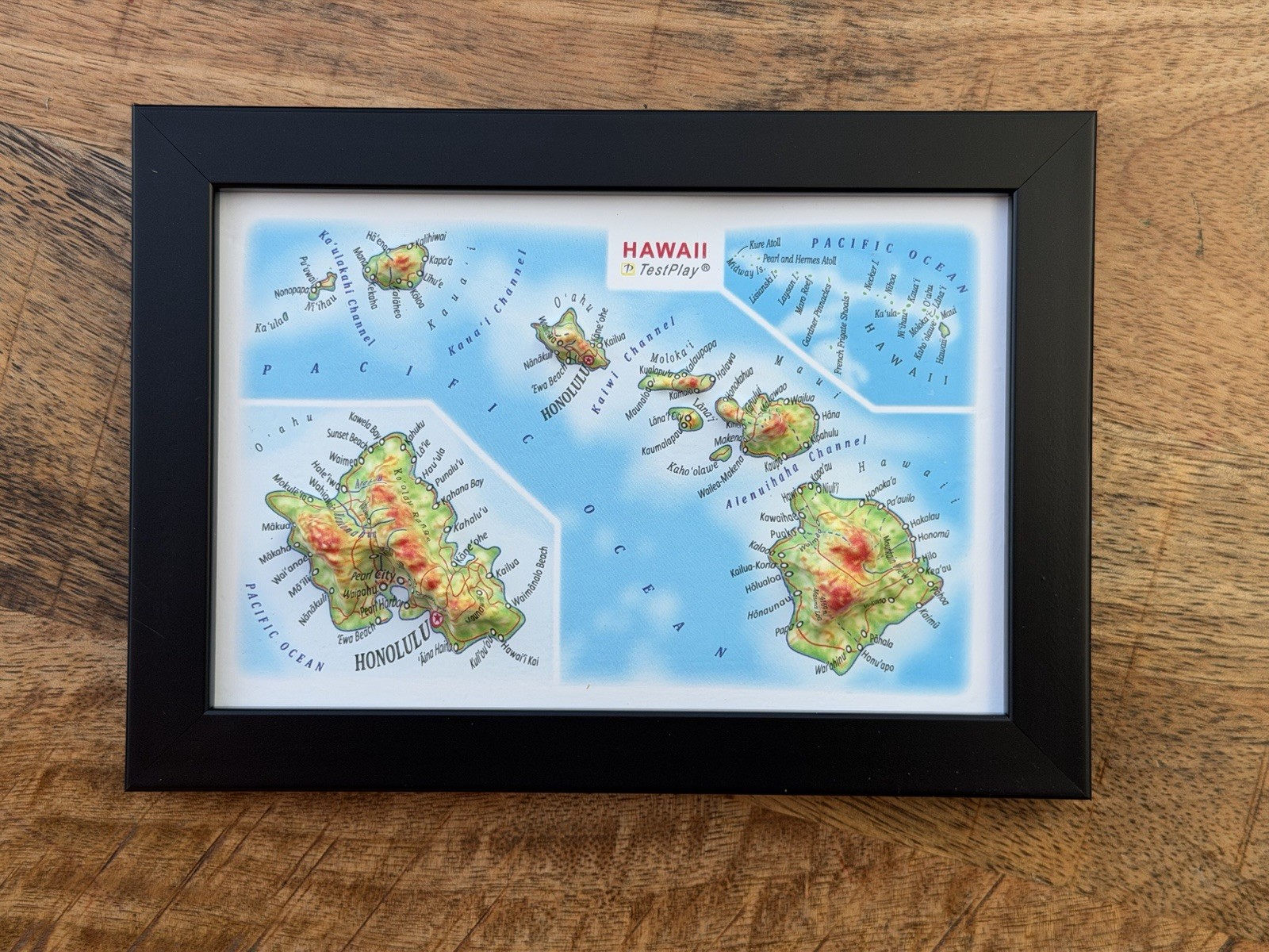 Hawaii 🏝️ 3D Topographical Raised Relief Map Framed Wall Art Travel Gift Decor