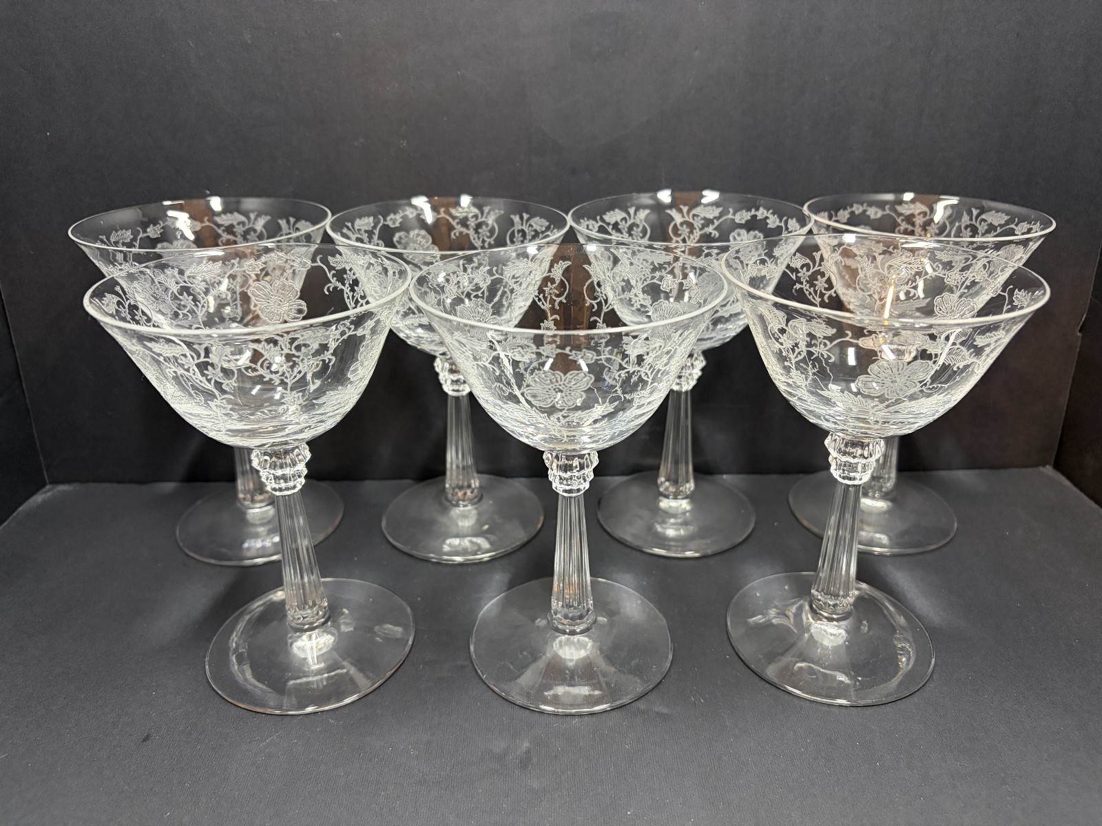 Fostoria Shirley Etched Champagne Sherbet Cocktail Glasses 5 1/2 in Set of 7