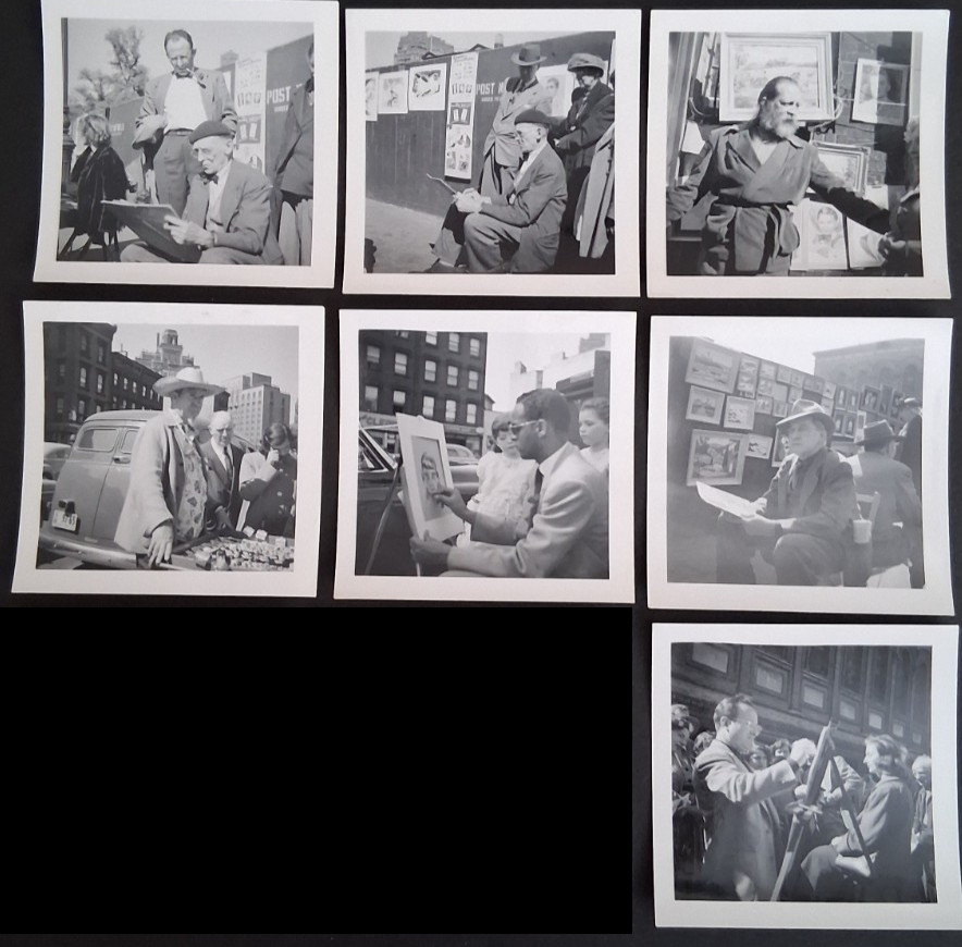 7 Original Photos Washington Square Park, New York City NYC Art Show c1951
