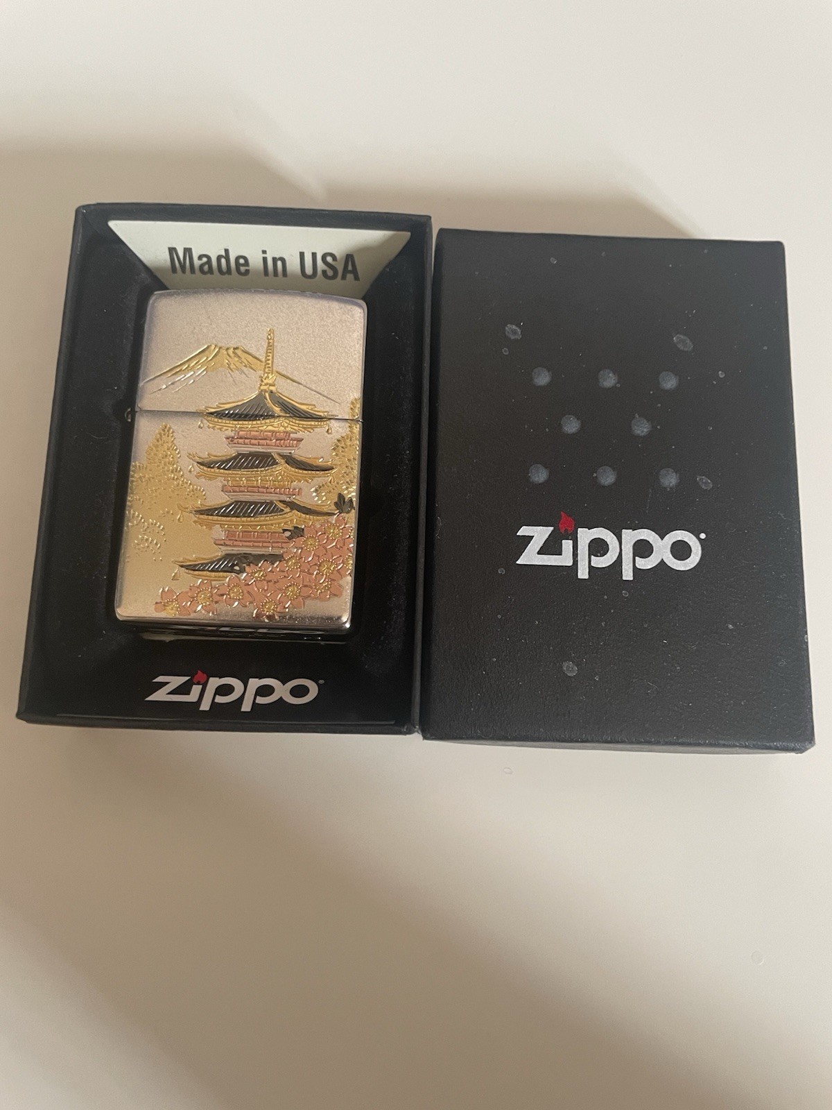 Kyoto Temple Five-storied Pagoda Mt. Fuji Japan Electroformed Zippo lighter