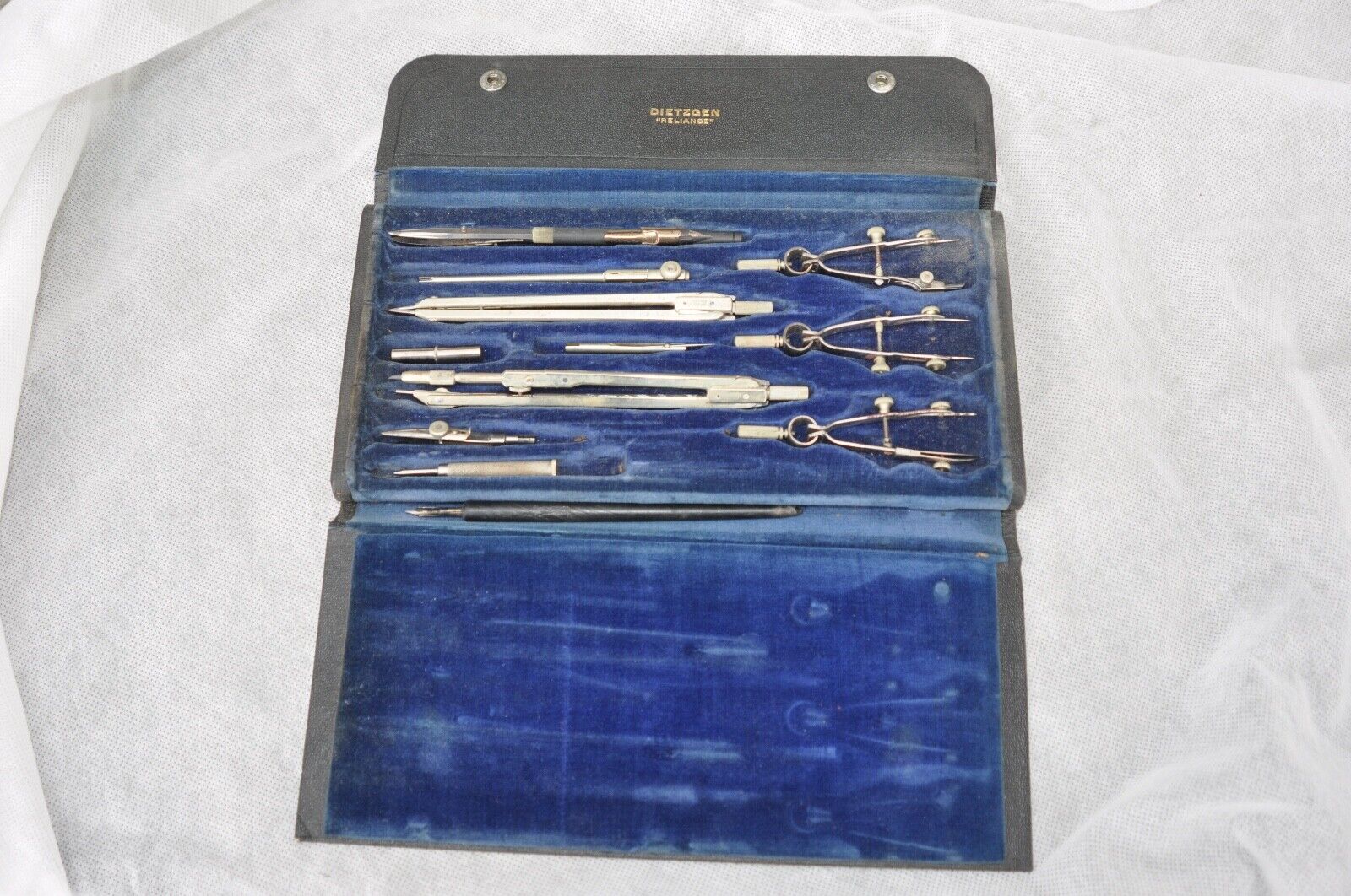 Vintage Dietzgen Reliance Drafting Set , 10 tools with orginal case, Germany