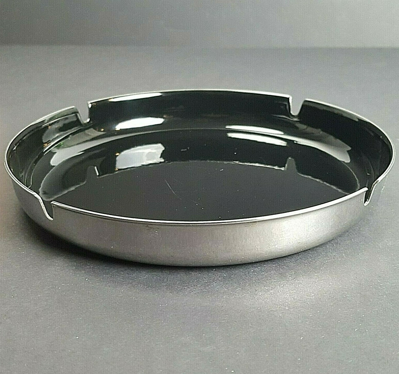 Vintage Leif Wessmann Associates, Inc. Black & Chrome Ashtray. Made in Norway. 