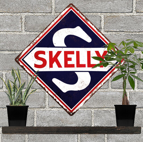 SKELLY Motor Oil Metal Sign Repro Gas Pump Garage Mechanic Shop 12x12