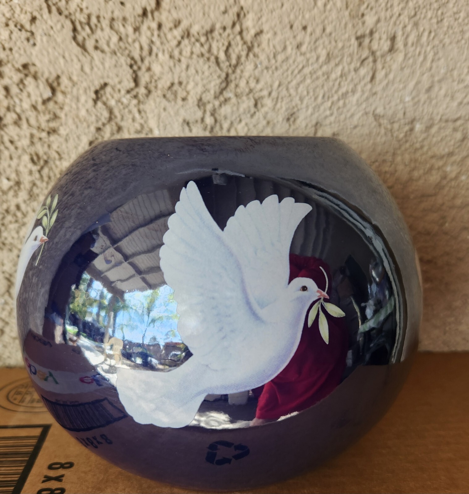 Ceramic Doves Blue Mirrored Finish Vase Teleflora Round Vase 5\
