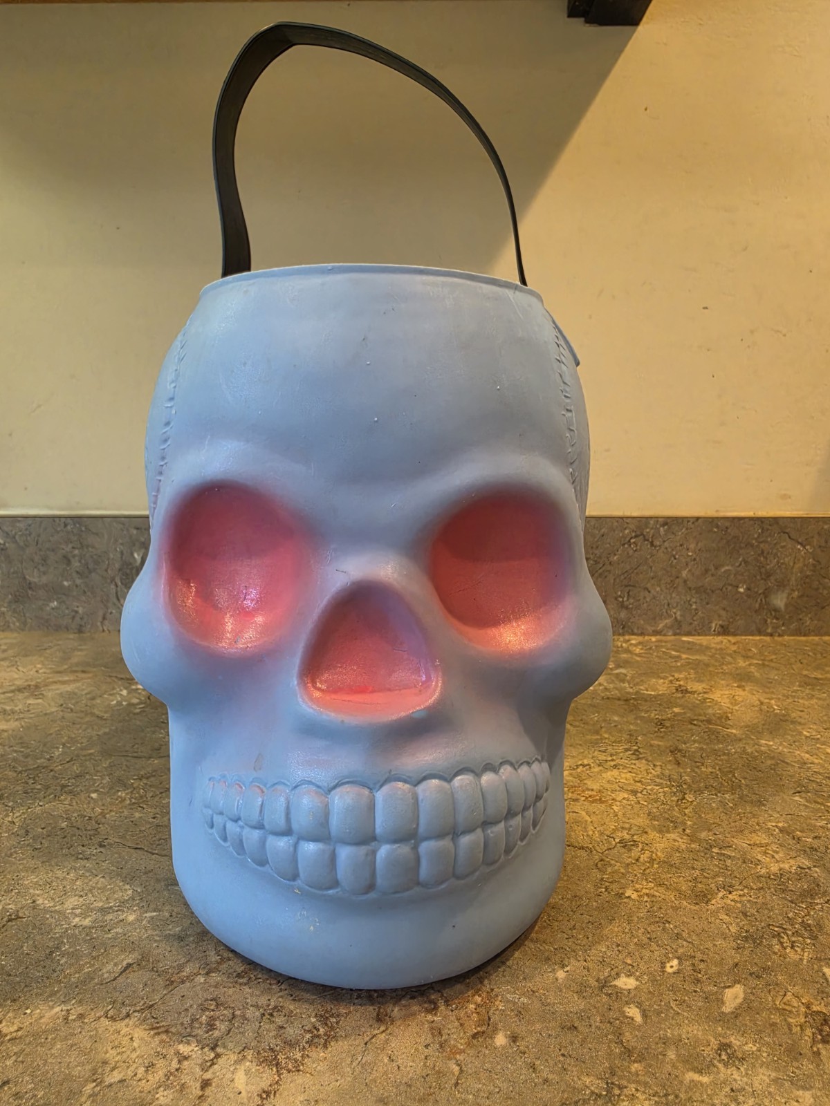 AJ Renzi Blow Mold Skull Bucket VERY RARE  Blue & Pink