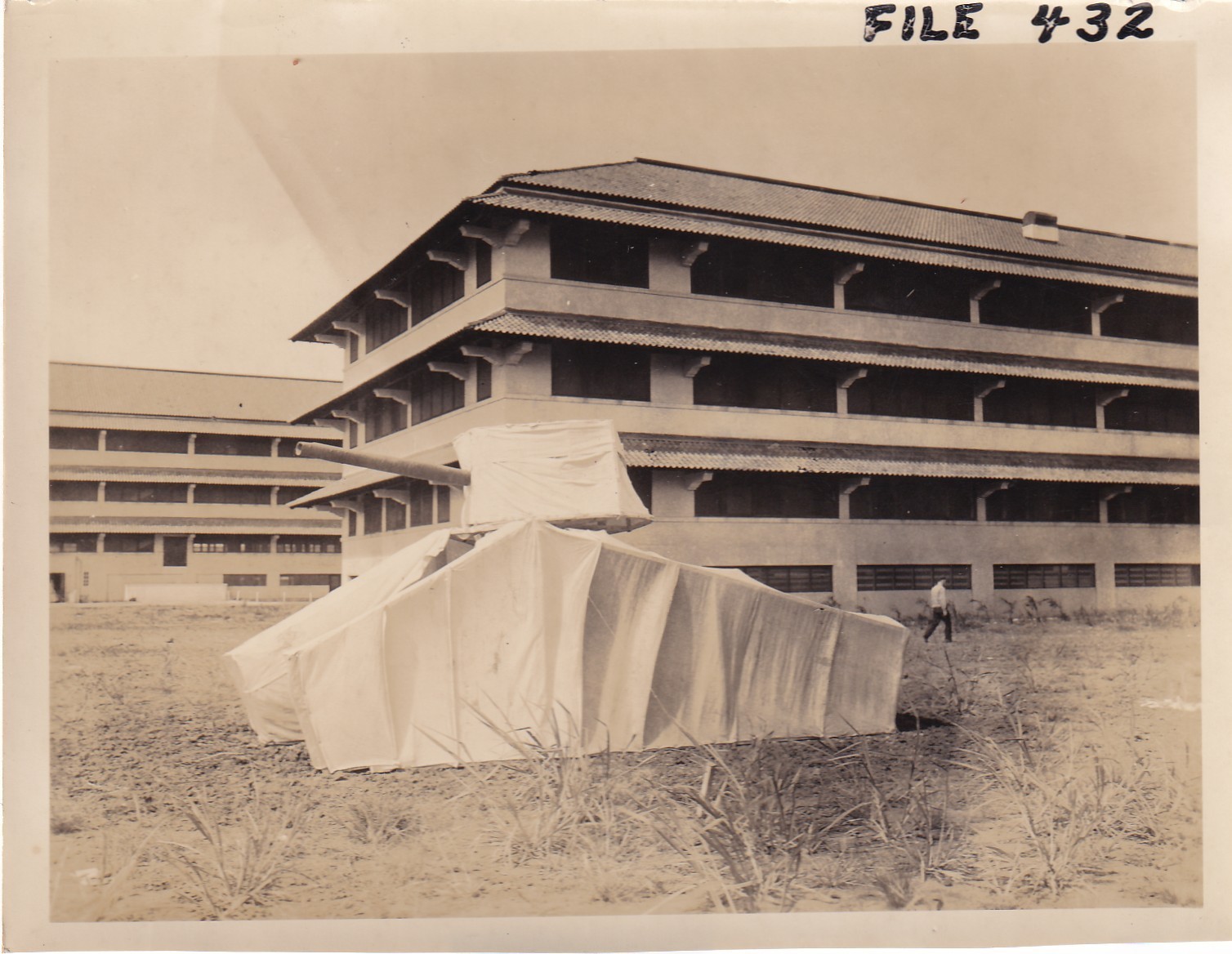 Original WWII RESTRICTED Photo & Negative DUMMY TANK FORT CLAYTON PANAMA 1387