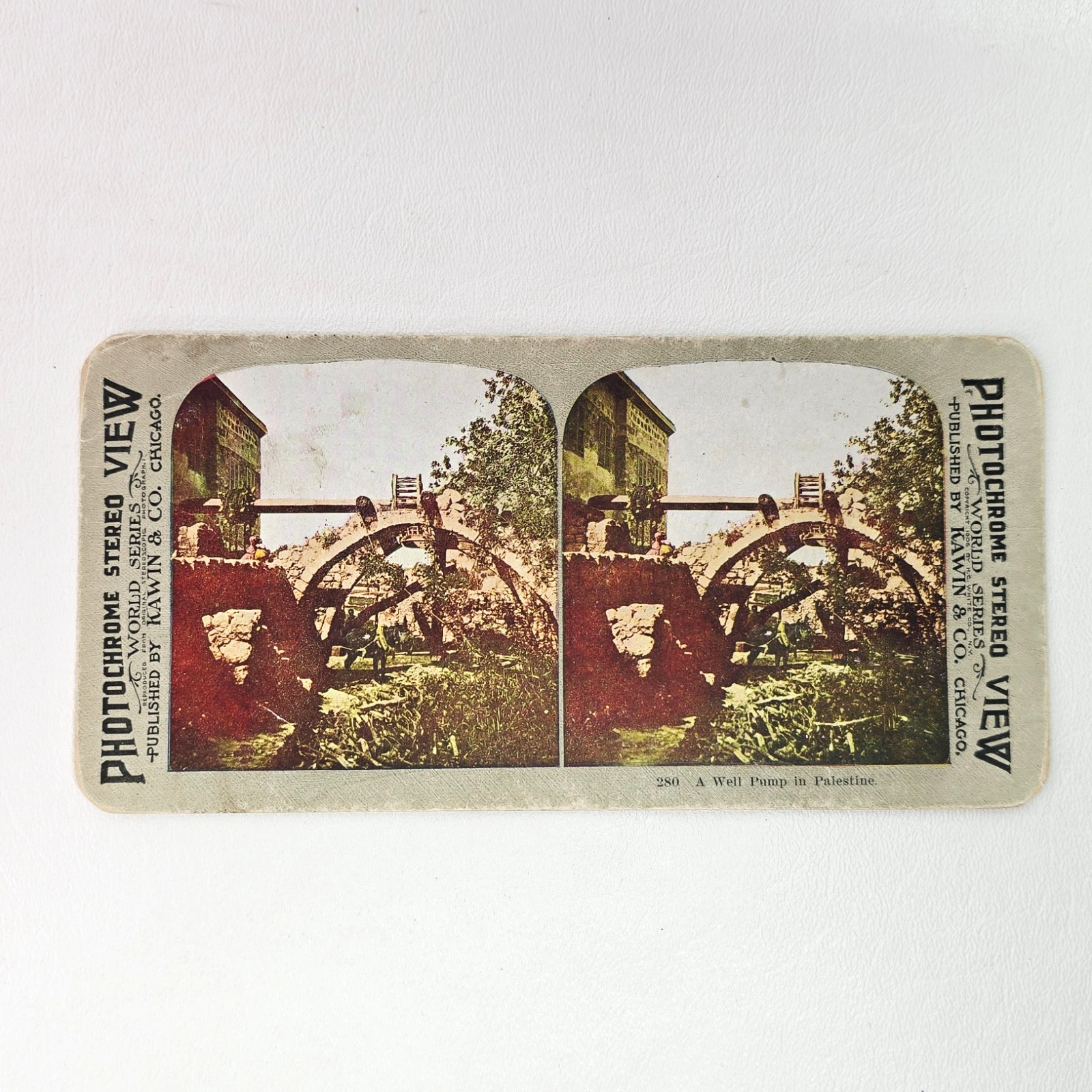 Vintage Kawin & Co. No. 280 A Well Pump In Palestine Stereoview Photo Card
