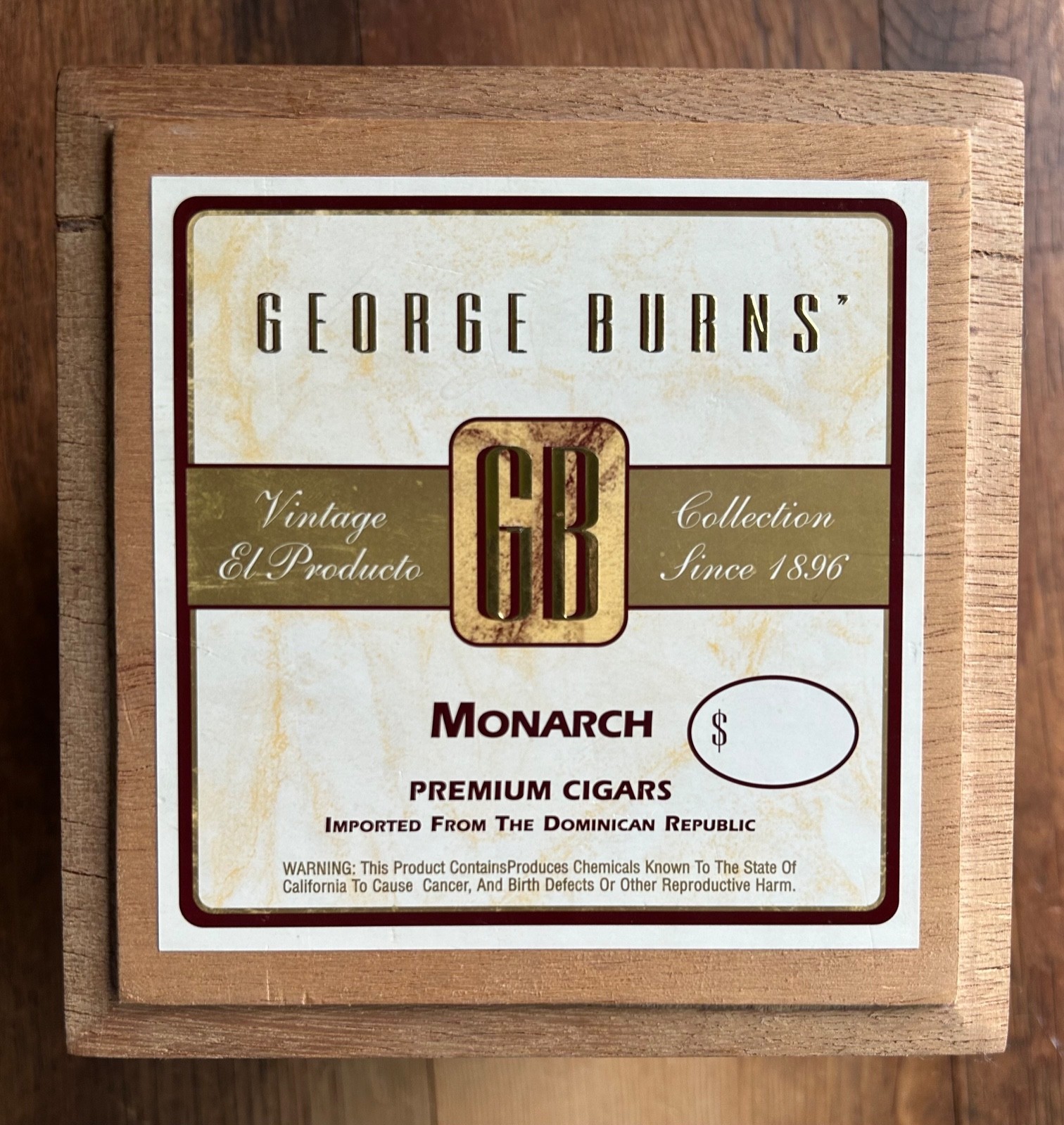 Vintage George Burns Monarch Cigar Box Wood Humidor Lined Keepsake Man Cave Vintage George Burns Monarch Cigar Box Wood Humidor Lined Keepsake Man Cave