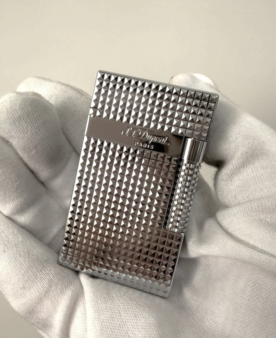 S.T. DUPONT LE GRAND Diamond Engraved double&Torch Flame Silver Lighter gift box