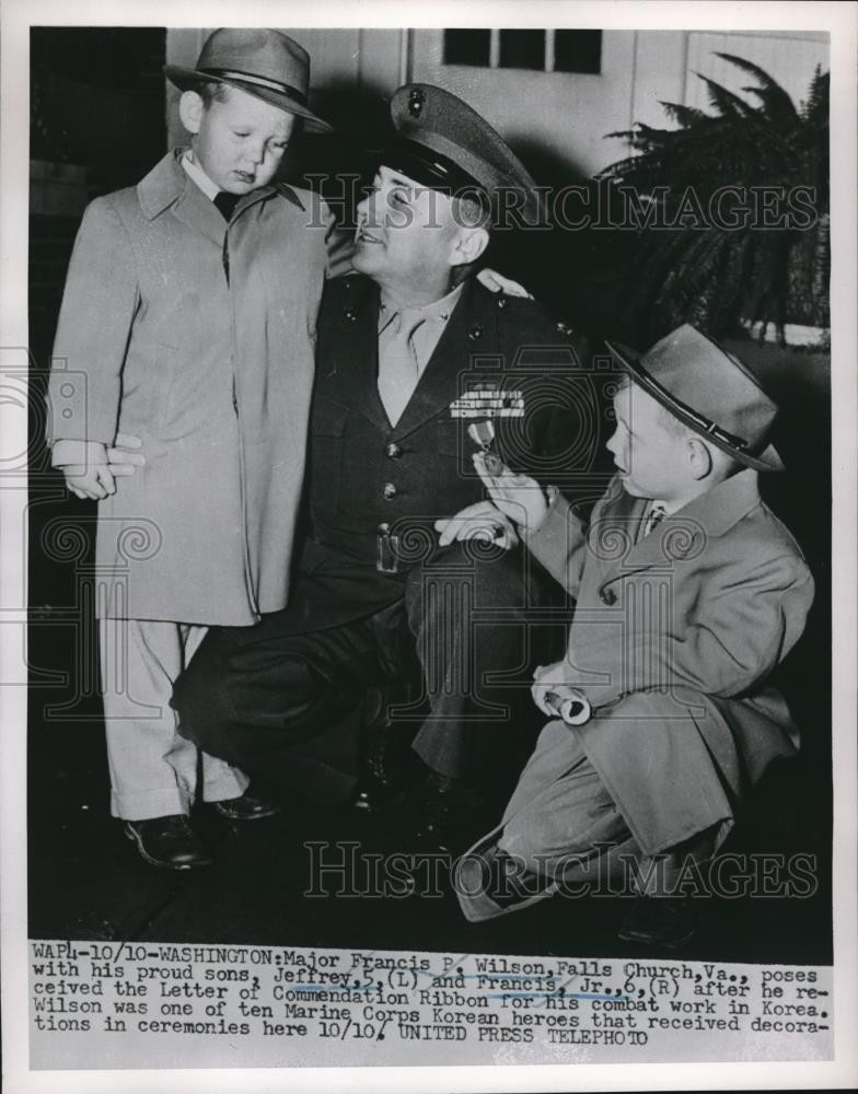1952 Press Photo D.C. Maj Francis Wilson & sons Jeffrey, Francis Jr