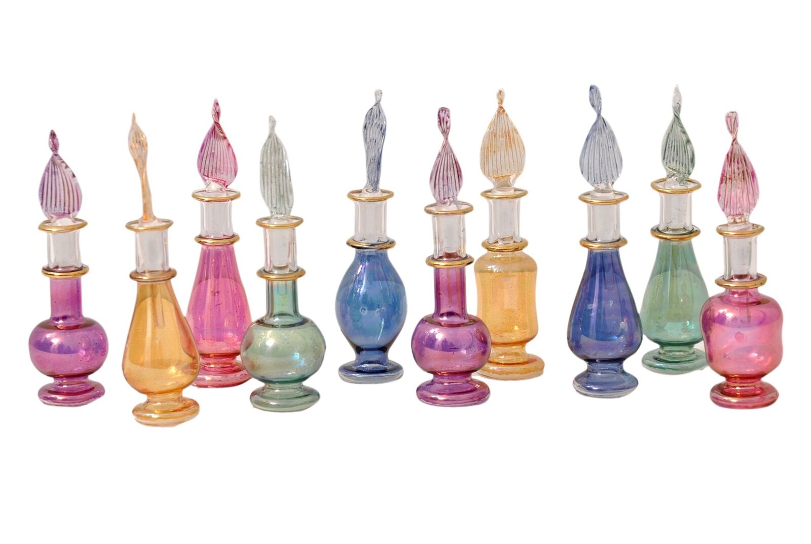 CraftsOfEgypt Egyptian Perfume Bottles Set of 10 Hand Blown Decorative Pyrex ...