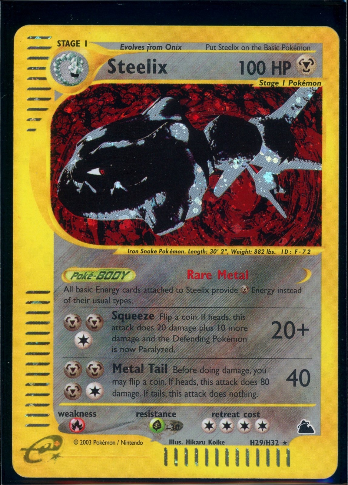 Pokemon SKYRIDGE - #H29/H32 Steelix - Holo - ENG - Lightly Played/Near Mint
