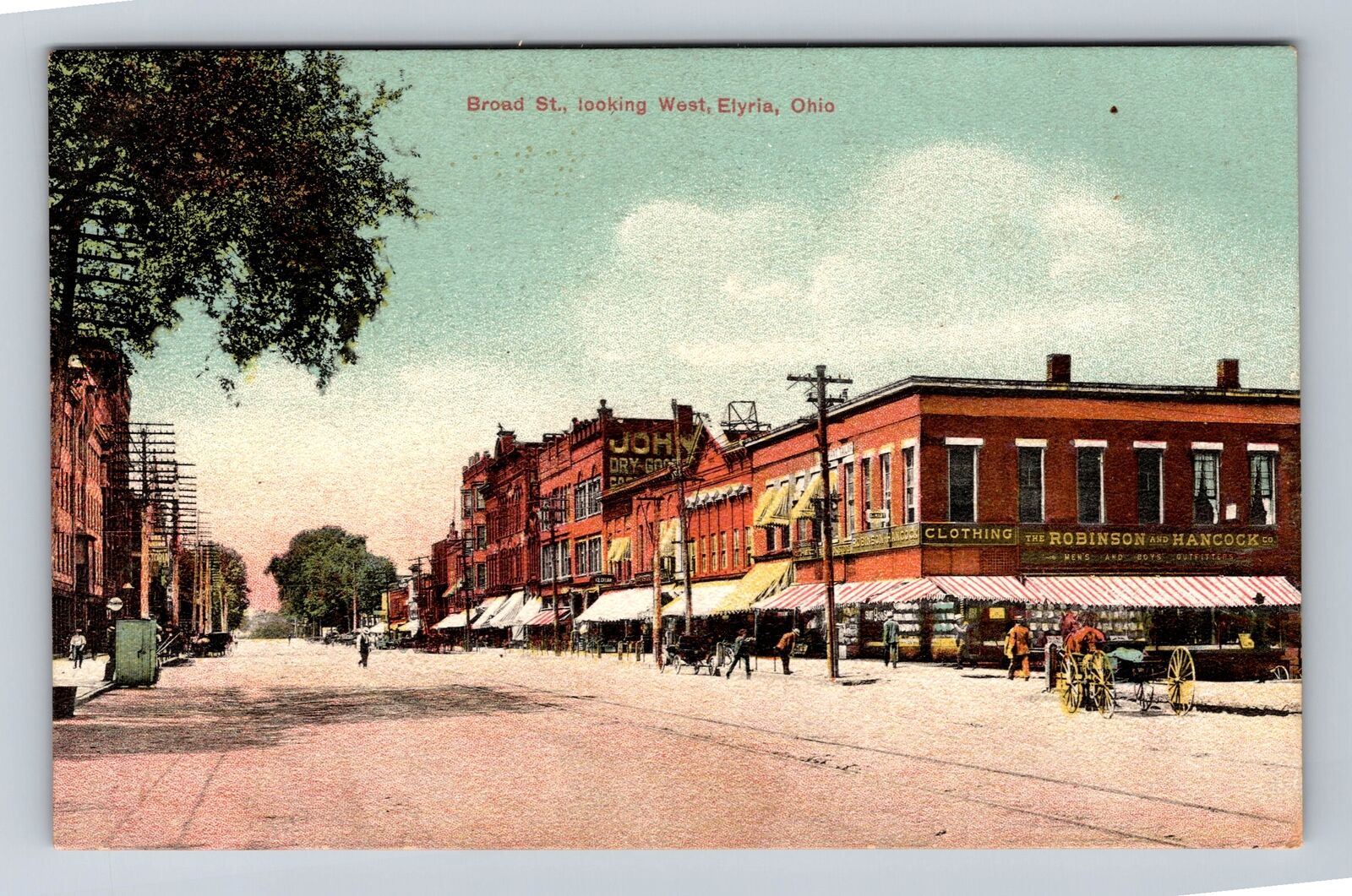 West Elyria OH-Ohio, Broad Street Looking West, Antique Vintage Postcard