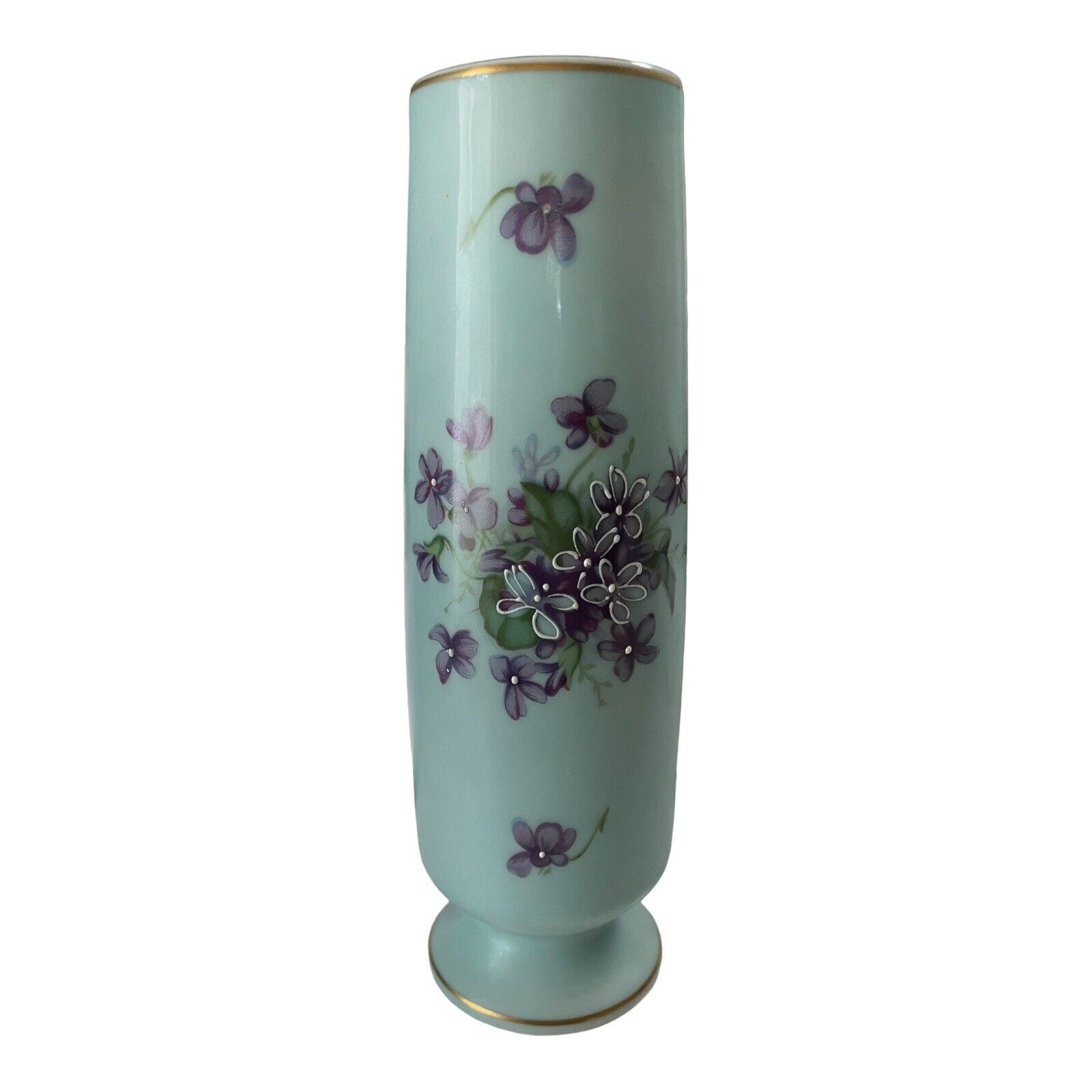 VTG Japanese Norleans Blue Velvet Porcelain Vase 8”