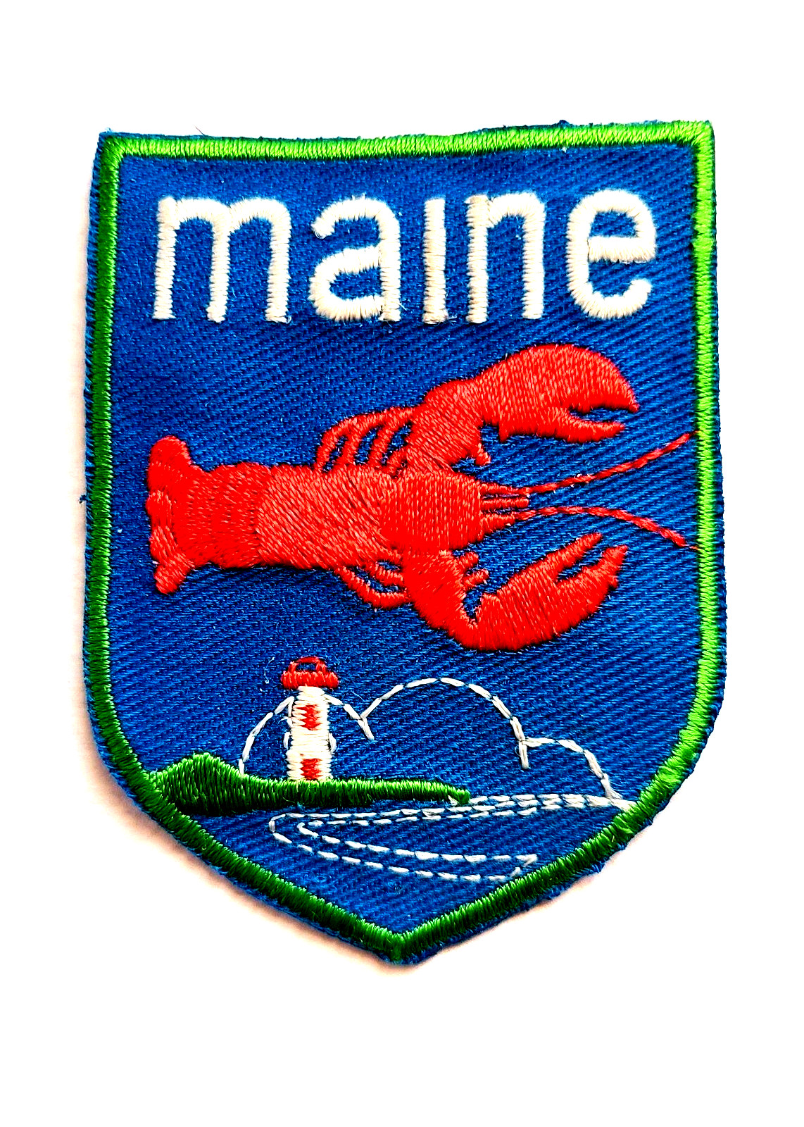 Maine Lobster & Lighthouse Iron-On Patch by Baxter Lane - New, Vintage Unwrapped
