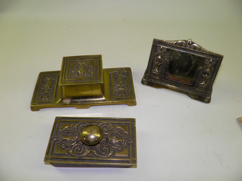 Antique Art Nouveau Desk Set Brass Bradley&Hubbard
