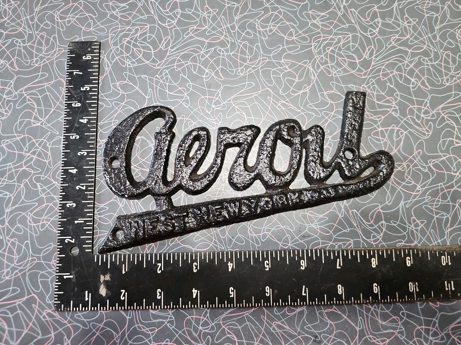 Vintage Advertising AEROIL West New York NJ Cast Emblem Logo Nameplate