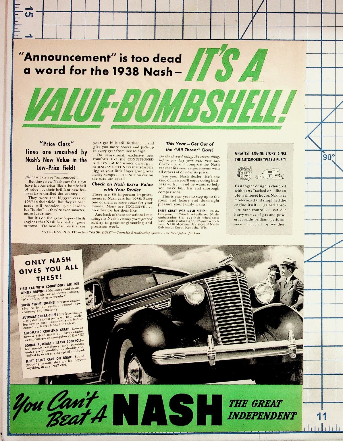 1938 Nash Car Vintage Ad \