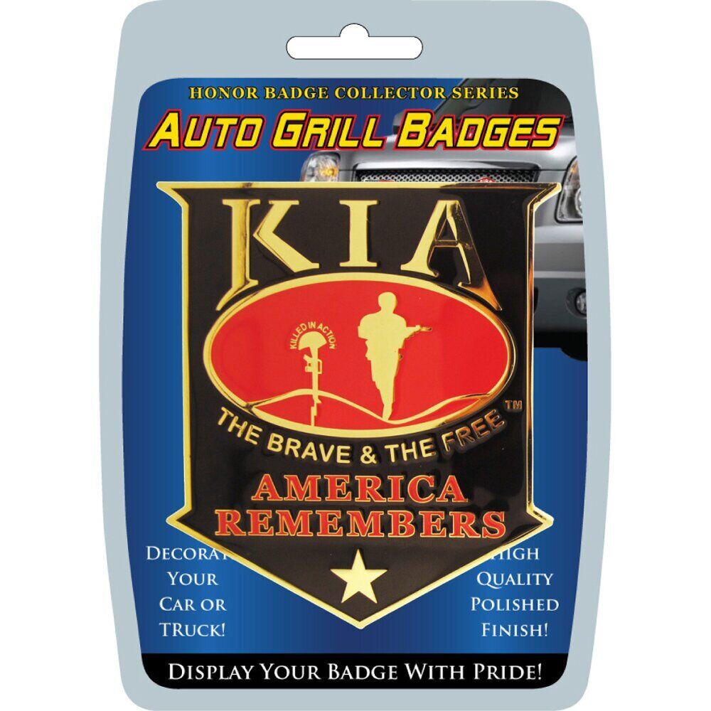 Auto Car Metal Grill Honor Badge KIA The Brave the Free America Remembers