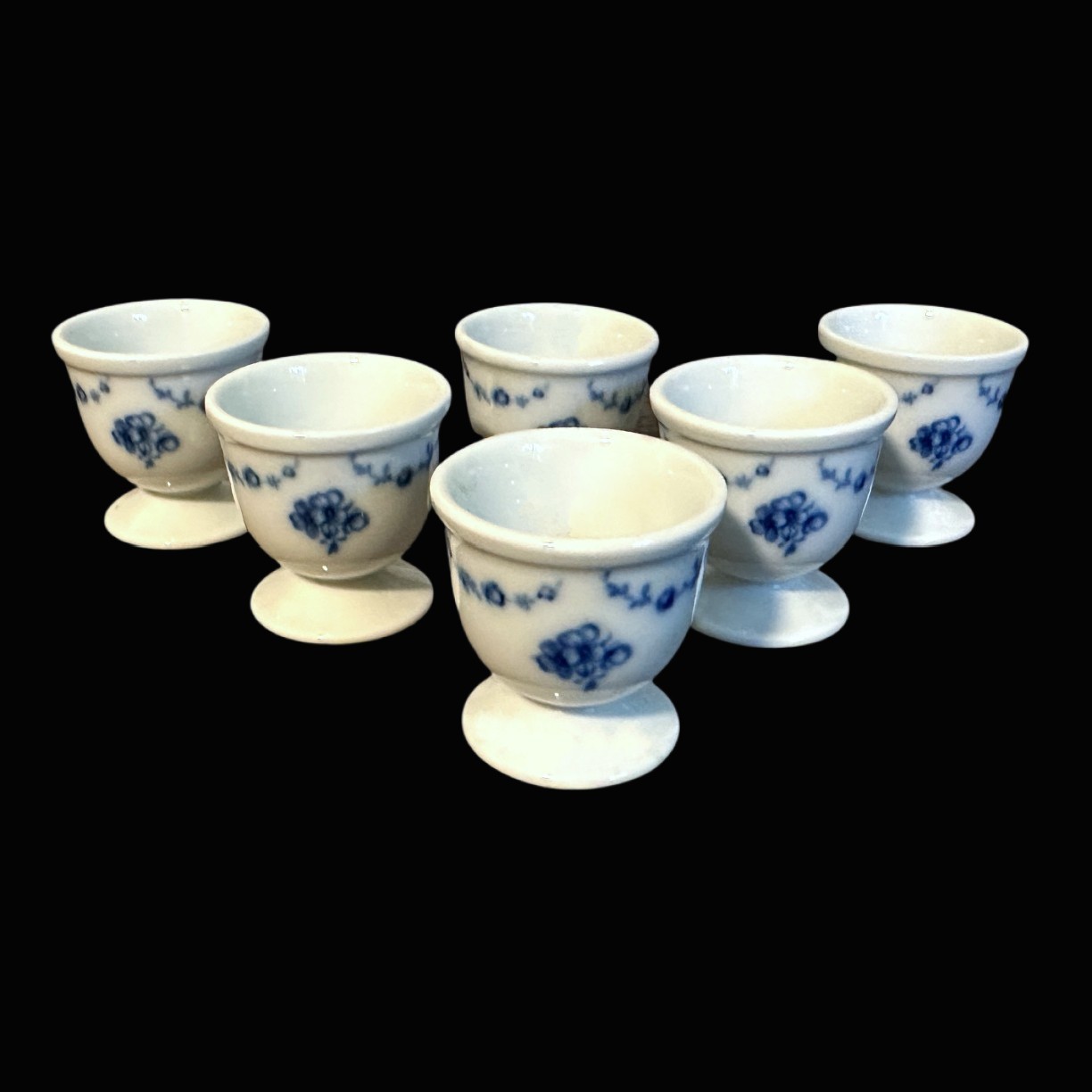 Vintage Furstenberg German Porcelain Lottine Egg Cups in Blue & White - Set of 6