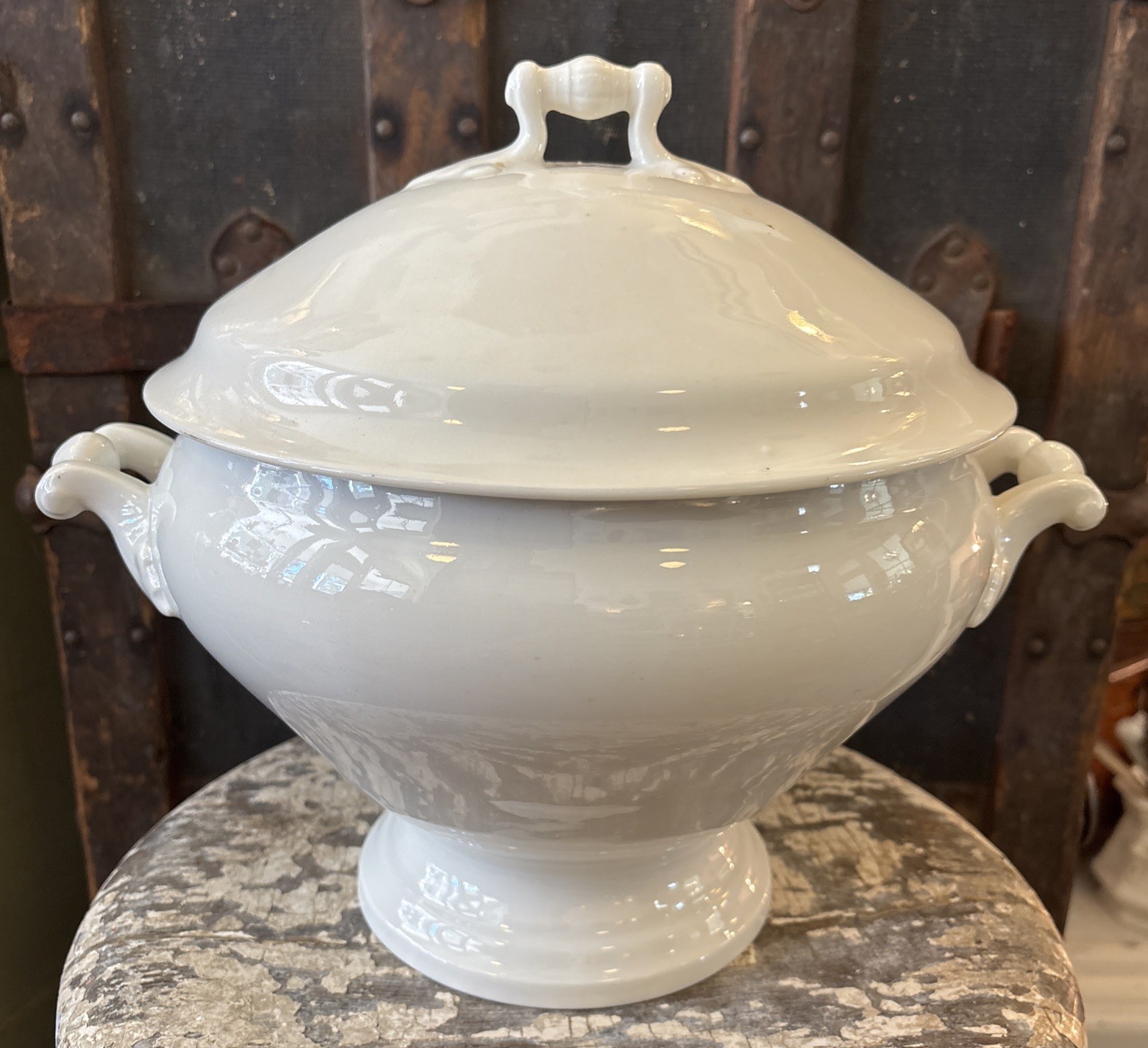 ATQ/VTG FRENCH WHITE IRONSTONE Soup Tureen with Lid - 11” Tall 8 3/4” Diameter