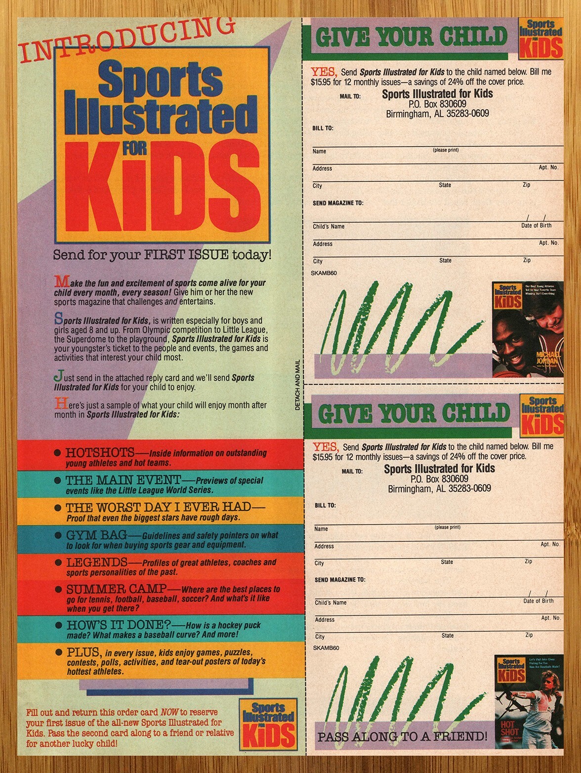 1990 Sports Illustrated for Kids Print Ad/Poster Michael Jordan Basketball Art