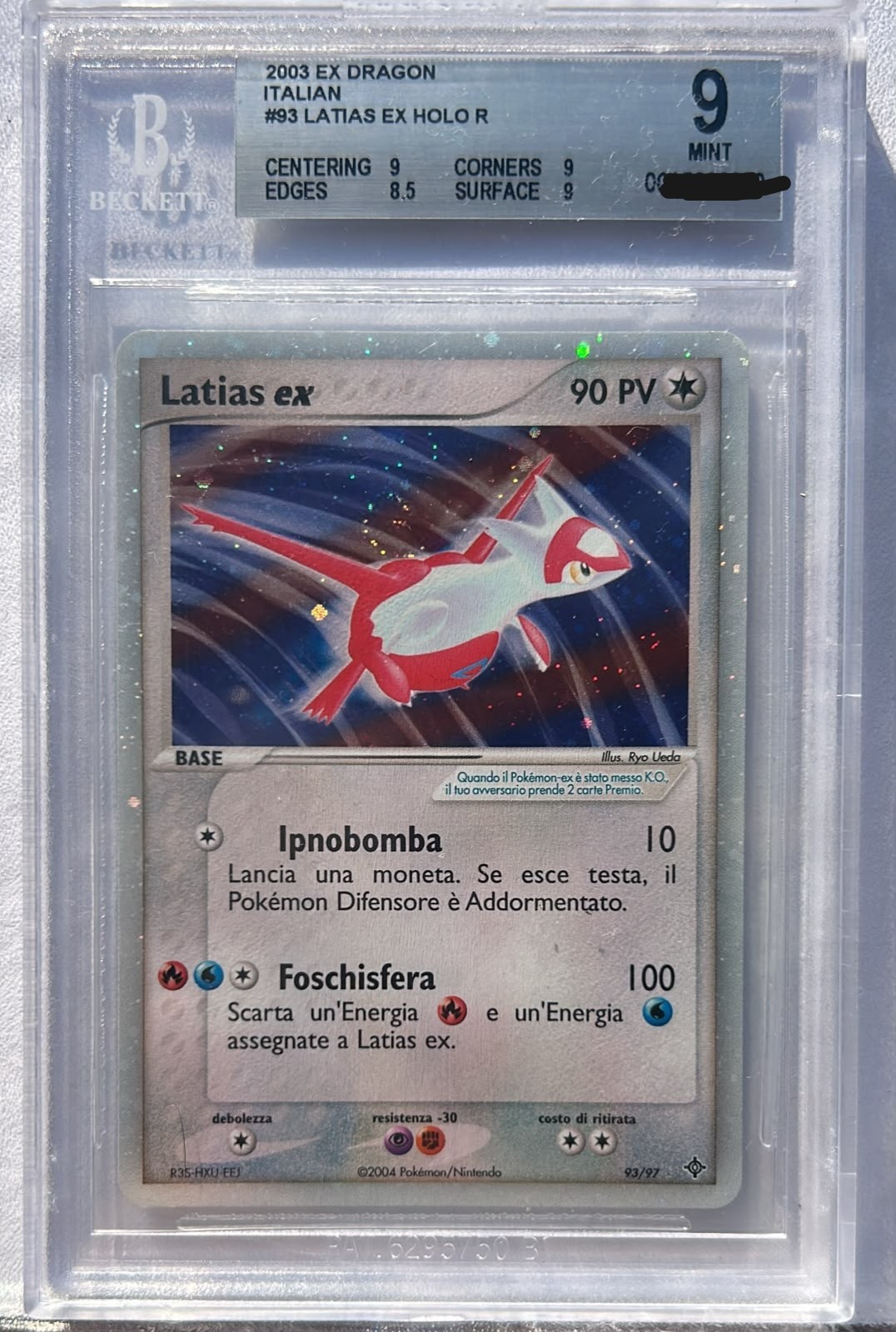 Nintendo Pokemon Latias ex EX Dragon 93/97 Holographic BGS 9 Italian 2003
