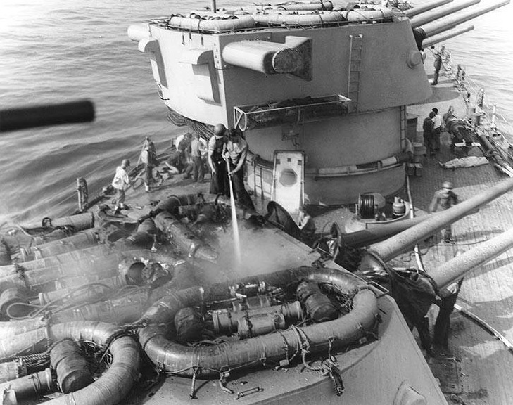 WWII B&W Photo USS Savannah After Bomb Hit  WW2 World War Two US Navy USN / 7036